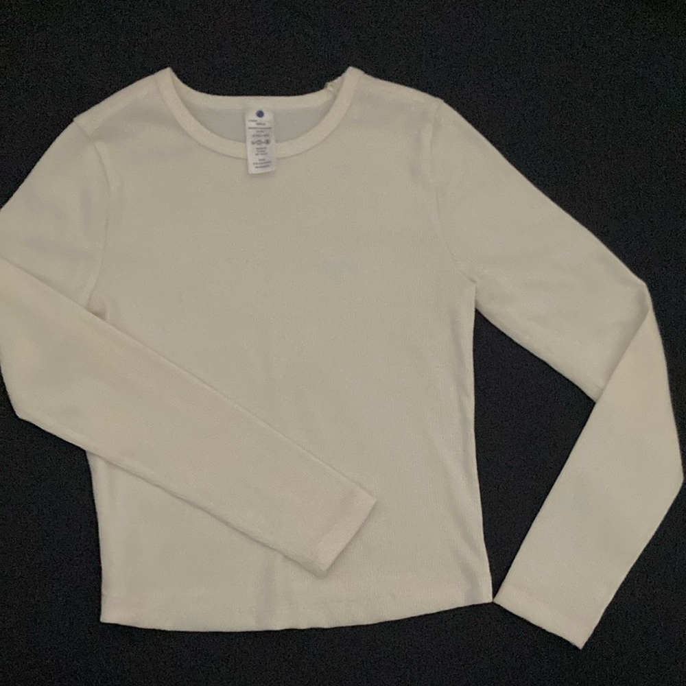 Yogalicious Girls size S 7-8 white long-sleeve ribbed t-shirt